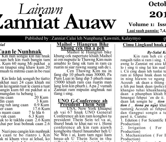 Lairawn Zanniat Auaw Vol-1 Issue-7 Oct 2012