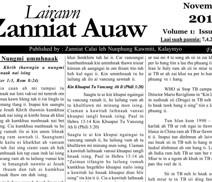 Lairawn Zanniat Auaw Vol-1 Issue-8 Nov 2012
