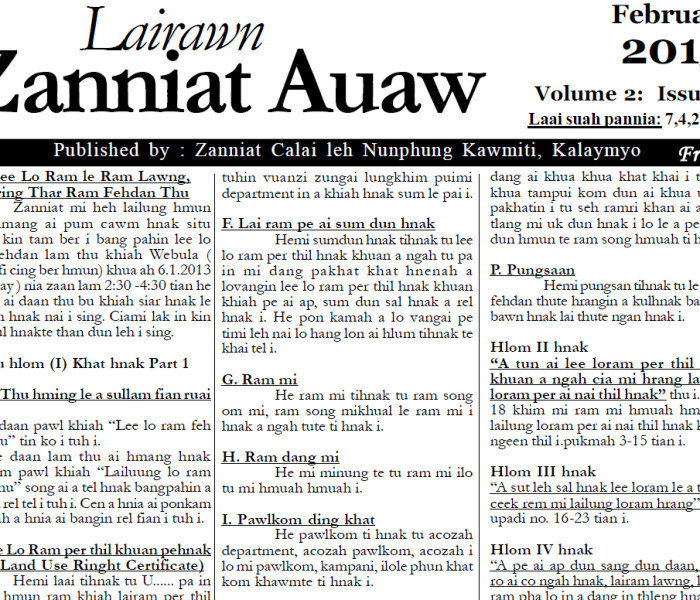 Lairawn Zanniat Auaw Vol-2 Issue-2